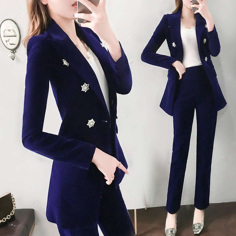 Spring Klein blue suit suit woman 2022 spring new temperament name Yuanyuan Xiaoxiang Little West suit Two sets