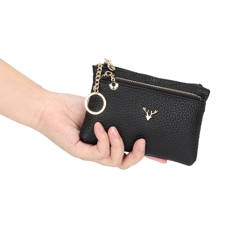 Top layer cowhide mini all-match coin purse 2022 new key case fashion deer head zipper coin purse