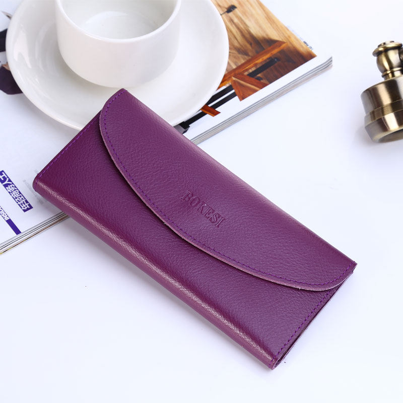 Lady Wallet 100 Hitch Long Version Hand Held Triple Fold Money Clip Soft Leather Slim envelope Envelope Buckle Tide