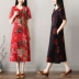 Váy mùa hè mới rộng kích thước lớn váy dài retro phong cách dân tộc nữ trang trí cơ thể là cotton mỏng và đầm ngắn tay - váy đầm