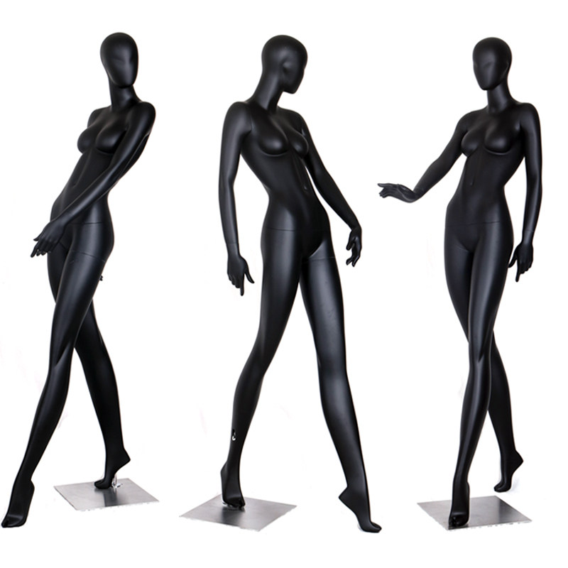 High-end black women's model display stand full-body clothing store fur window model props female dummy high-end