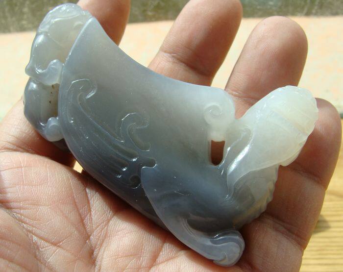 (Thanksgiving back to Taobao) Qinghai jade (purple jade with white jade beautiful color) ---- antique handles.
