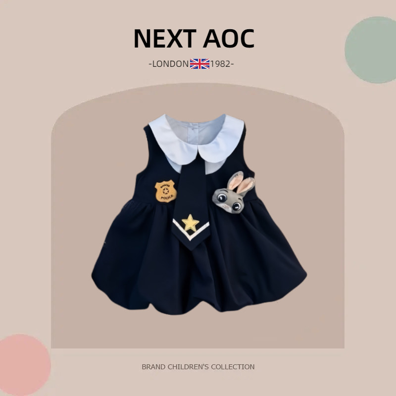 Британское платье принцессы NEXT AOC bunny для девочек летнее детское платье без рукавов с милым цветочным узором для первого дня рождения