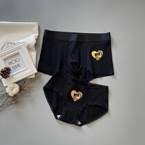 Romantic couple underwear black love pure cotton comfortable and breathable mid-waist couple underwear gift box