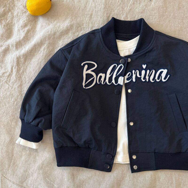 French Slp Kiss Children's Jacket Autumn Boys' Japanese-Style Letter Baseball Jacket Baby Toddler Embroidered Jacket