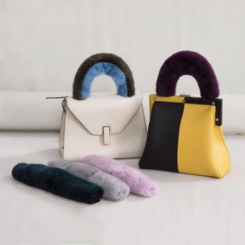Furry Shoulder Strap Bag Accessories, Plush Bag Strap, Single Purchase Handbag Accessories, Genuine Leather Mink Fur Handle Protector Furry Shoulder Strap Bag Accessories, Plush Bag Strap, Single Purchase Handbag Accessories, Genuine Leather Mink Fur Handle Protector