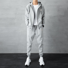 Spring and Autumn New Casual Set, Men's Loose and Trendy Pure Cotton Hooded Cardigan Sweater, Men's Running Plush Guard Pants