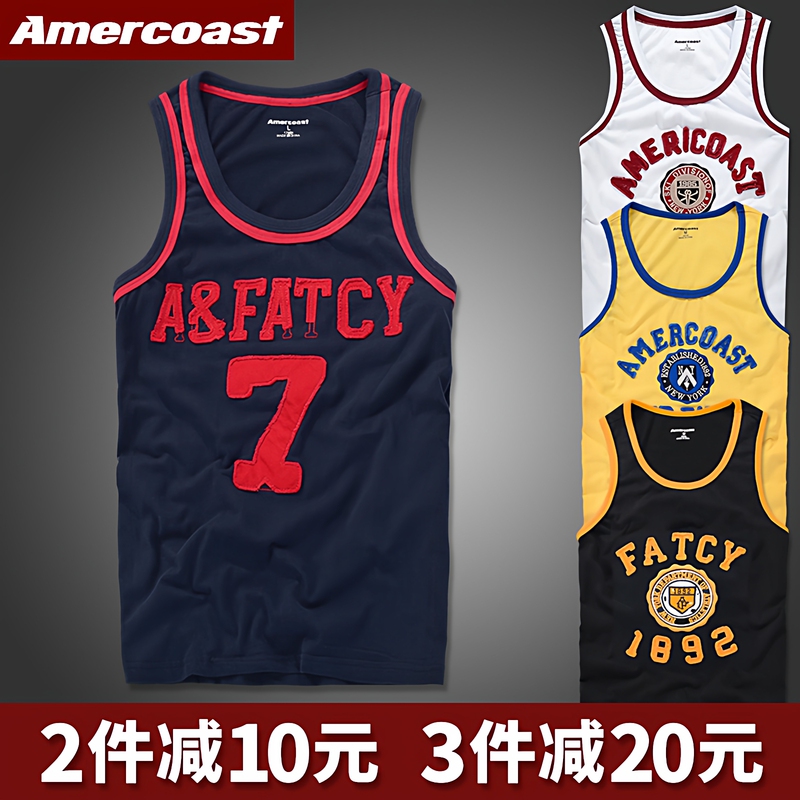 American Coast Af Men's Vest Summer Thin Pure Cotton Casual American Style Sports Large Size Fitness Sleeveless T-Shirt Trendy