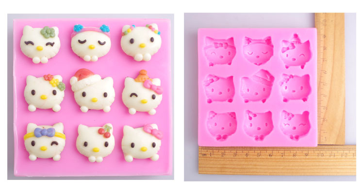 Kitty mèo biểu hiện bộ sưu tập tự làm handmade phim hoạt hình silicone khuôn fondant / khuôn pudding khuôn bánh bao