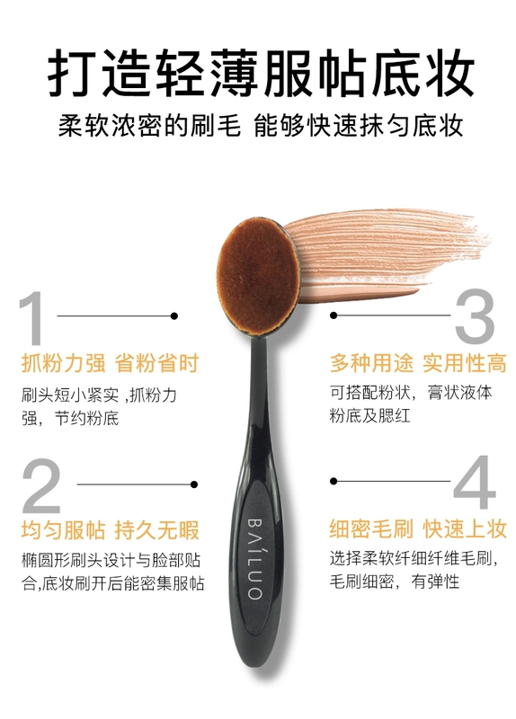 Bàn chải đánh răng Bailuo loại bàn chải trang điểm cầm tay bàn chải BB cream bàn chải dài xử lý má hồng bàn chải công cụ trang điểm bàn chải trang điểm - Các công cụ làm đẹp khác mút trang điểm hồ lô