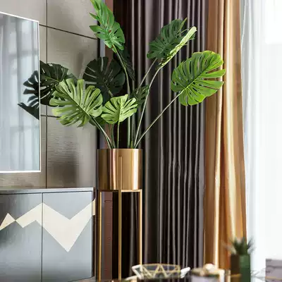 Chagall Bronze floor-to-ceiling flower vase Nordic home living room villa decoration Green plant decoration flower vase