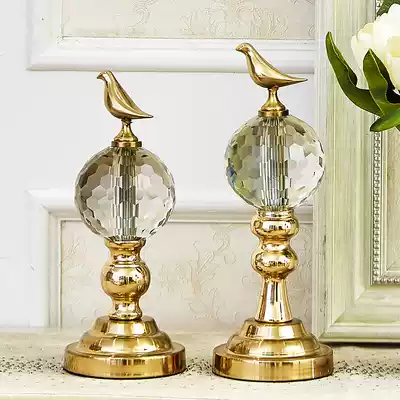 American European style home model room Brass bird crystal decoration craft gift decoration Wine cabinet living room study entrance decoration