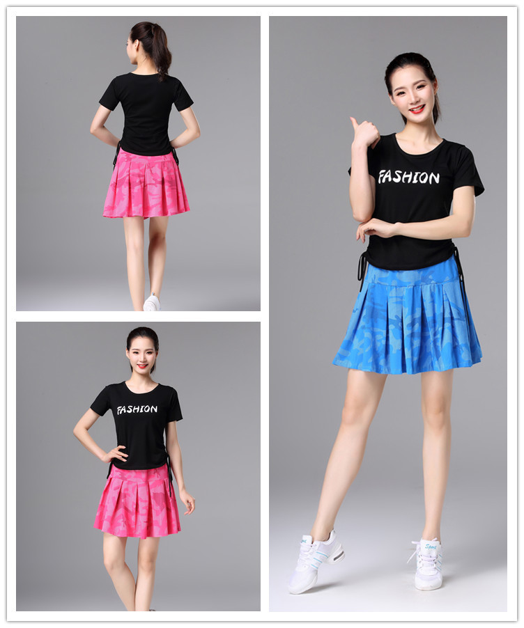 Trang phục khiêu vũ vuông 2019 áo mới mùa hè ngắn tay áo cotton Áo thun khiêu vũ phù hợp với phụ nữ thực hành quần áo - Khiêu vũ / Thể dục nhịp điệu / Thể dục dụng cụ giay khieu vu