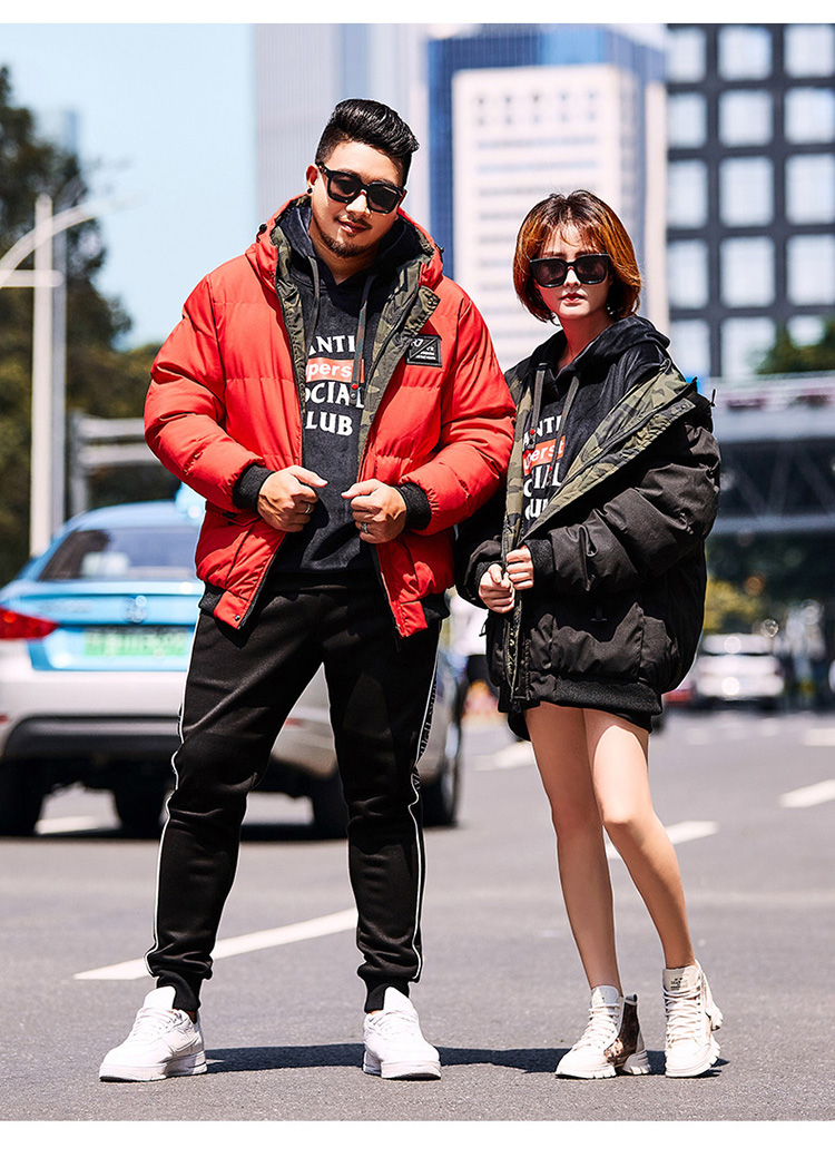 Quần áo nam size lớn mùa đông áo khoác cotton rộng mùa đông chất béo cộng với phân bón để tăng áo khoác cotton mùa đông đồ cặp với người yêu