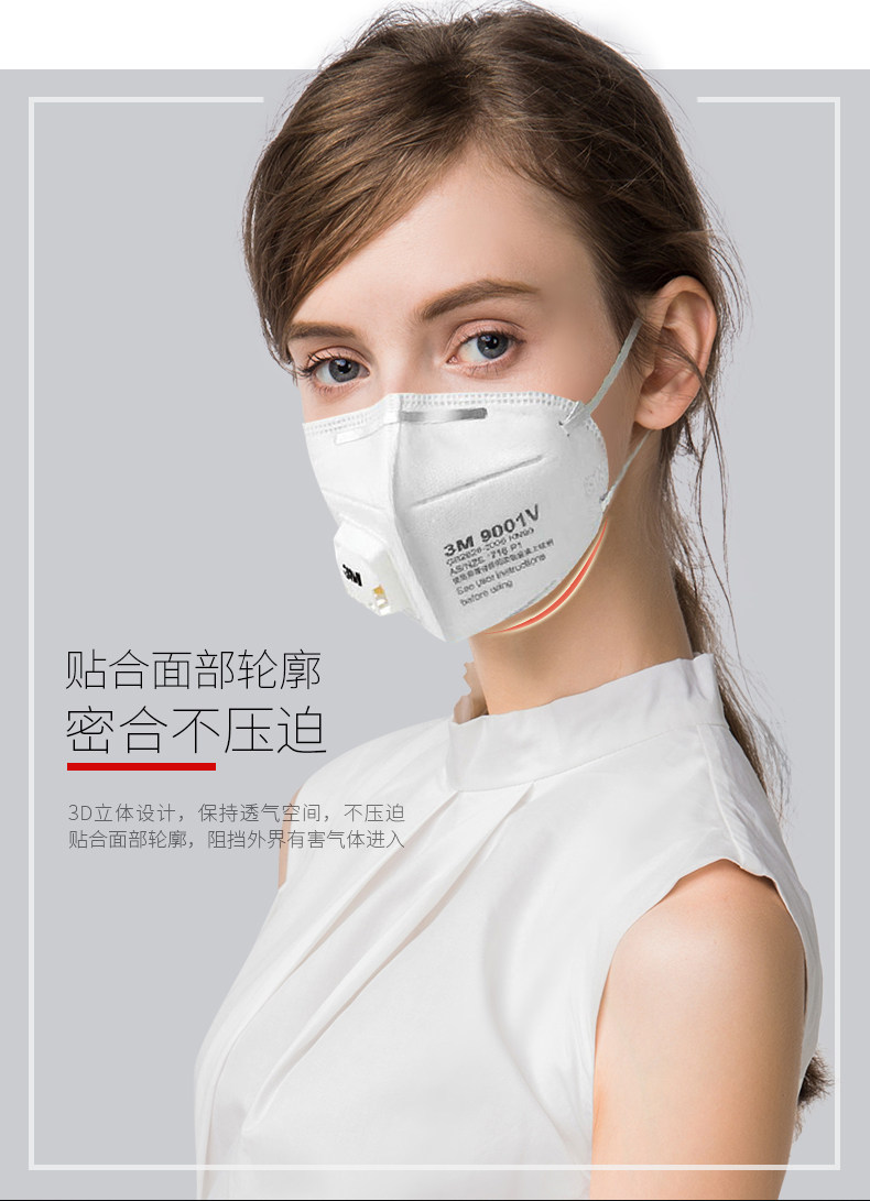 3M 9001V 吸阀防护口罩 3个装 图3