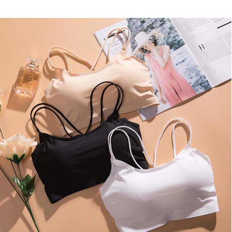 Ice lụa sling vẻ đẹp vest chạm đáy chống ánh sáng smudge ngực retro cảng hương vị chic gió đồ lót học sinh nữ sinh trung học