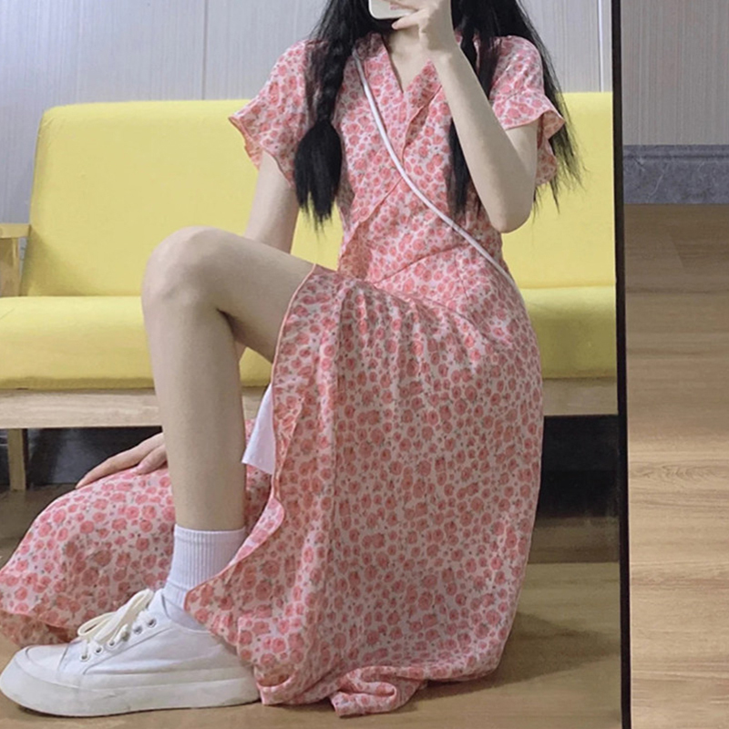 Rose Floral Dress for Women, Summer 2026 New Style, Gentle and Sweet Design, Niche Pink Long Dress
