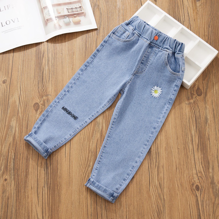 Children's clothing girls' jeans spring and autumn new Korean version fashion children's loose trousers middle-aged children's elastic pants