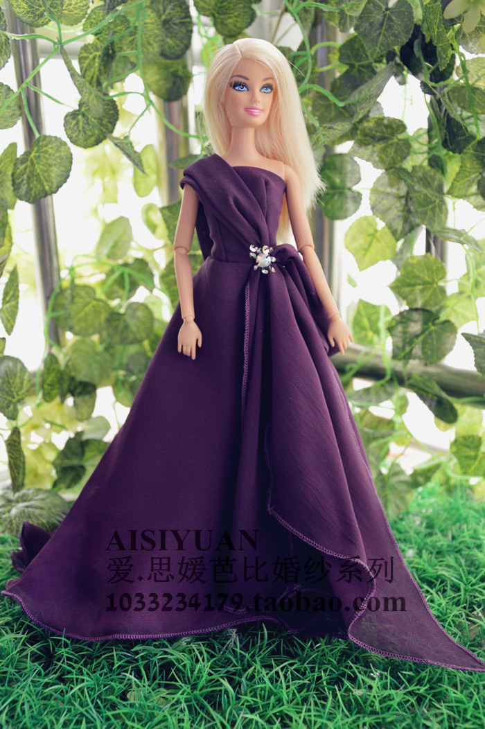 [爱 思 媛 衣] Quần áo phụ kiện búp bê mặc quần áo thanh lịch thảm đỏ đầm tím quý phái tủ đồ búp bê barbie siêu đẹp