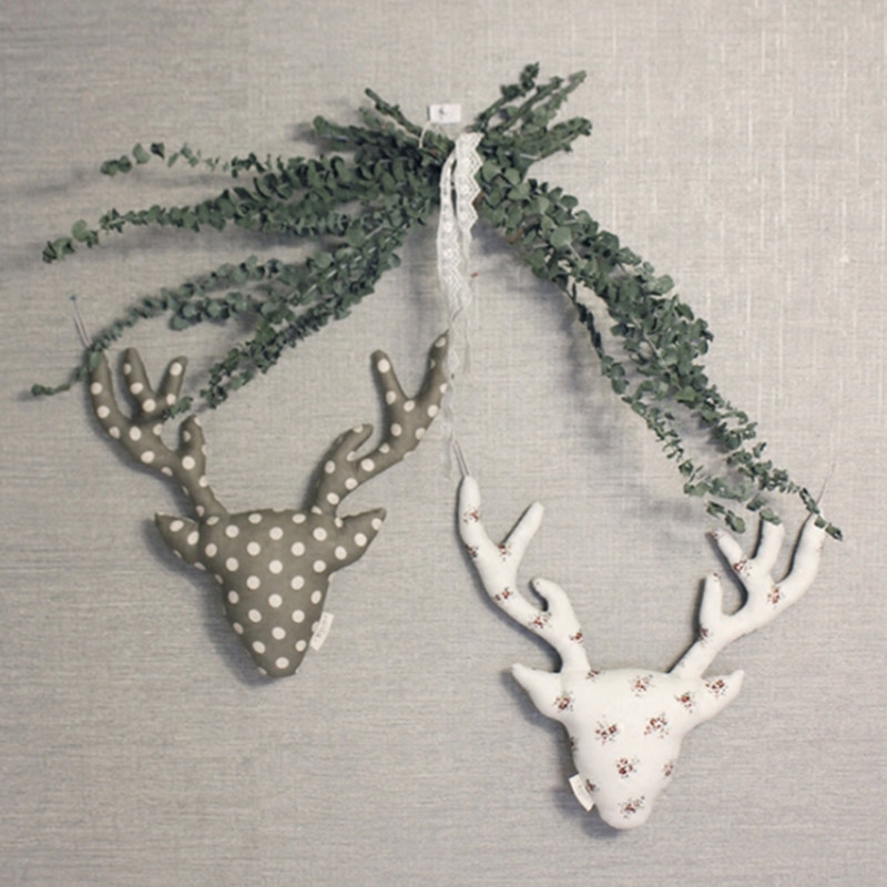 Stars Deer Head Pendant in Northern Europe Pendant Floral Polo Dot Pure Cotton Cloth Art Petal FLAG WALL-MOUNTED ADORNMENT NEW YEAR GIFT