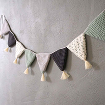 Nordic stars Pure cotton handmade crochet pennant hanging flag Childrens room decoration Home wall decoration decorations