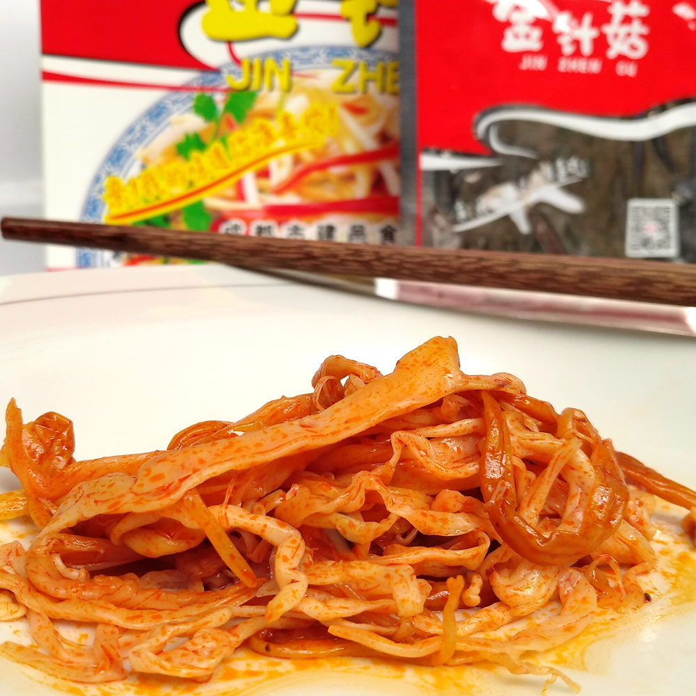 Pretty flat pole enoki mushroom 30 packs boxed fried pepper flavored spicy flavor Sichuan casual snack snack Chengdu sauce pickled vegetables