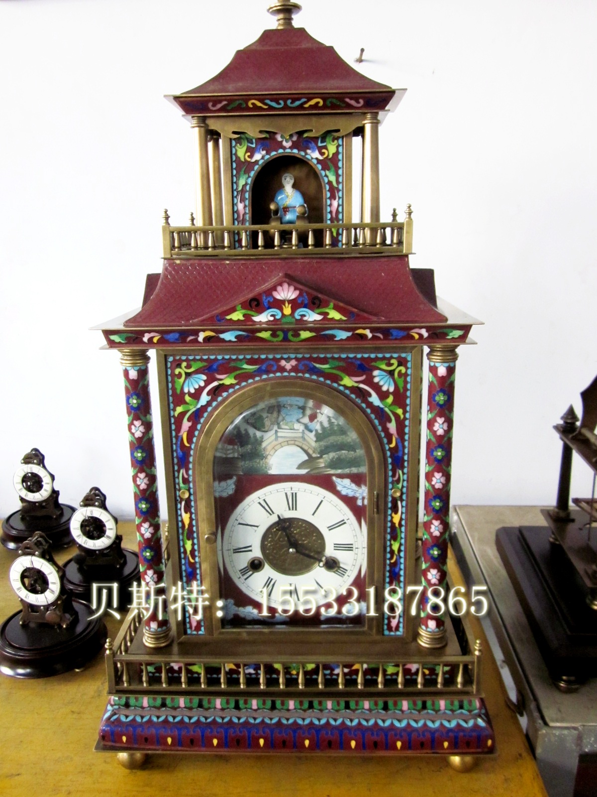 Watch and watch Tai Blue pure bronze mechanical monk Knocks bells bell antique made of old European-style seat bell-like fireplace
