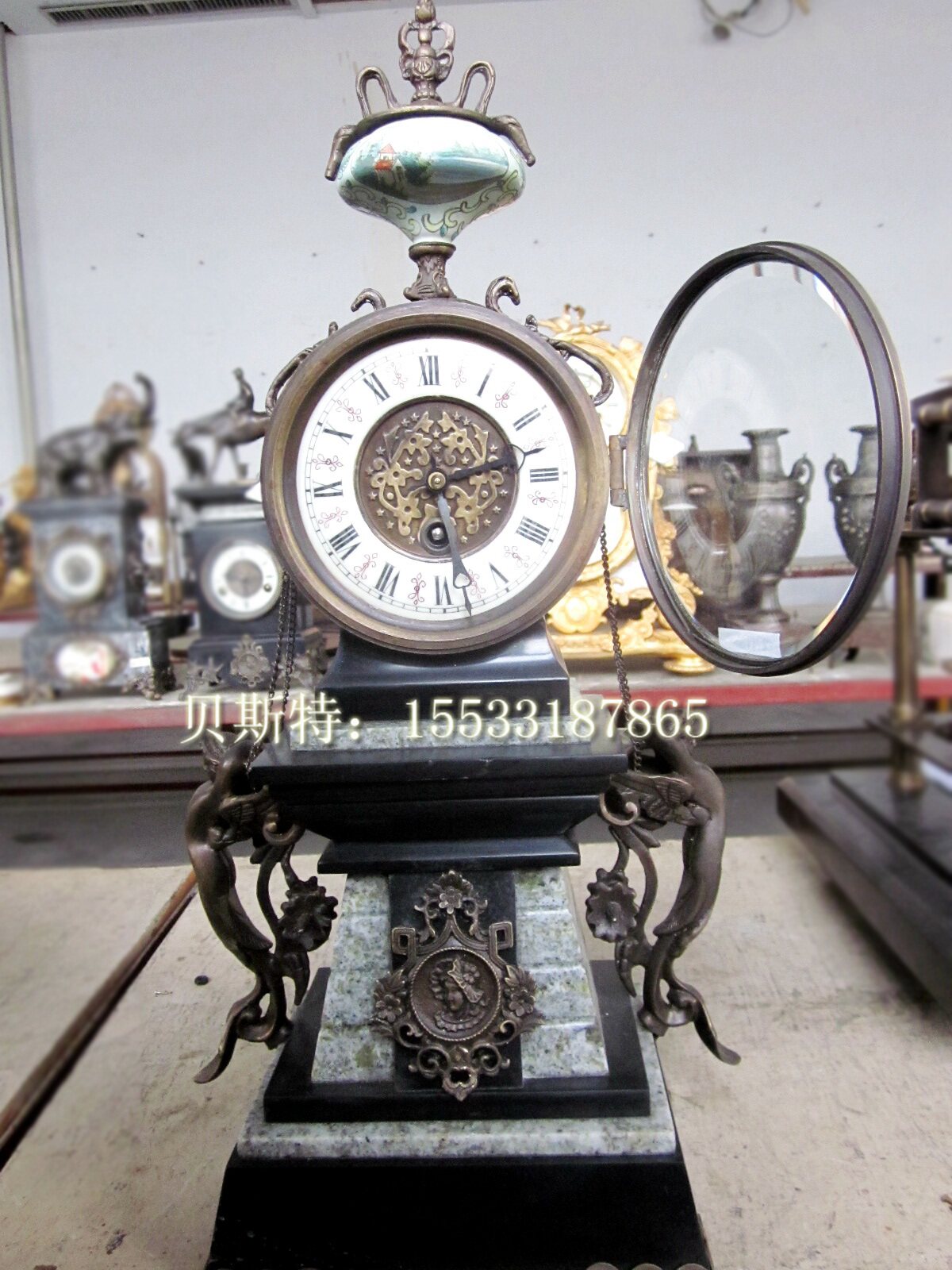 Watch and watch Machinery old fashioned clockwork clock Classic European style bell pure copper core-like room Villa Fireplace Bell