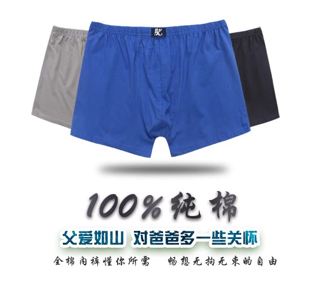 Đồ lót của ông già cotton Quần lót của cha trung niên lỏng lẻo tăng eo cao quần boxer chất béo quần quần size lớn quần lót nam cotton