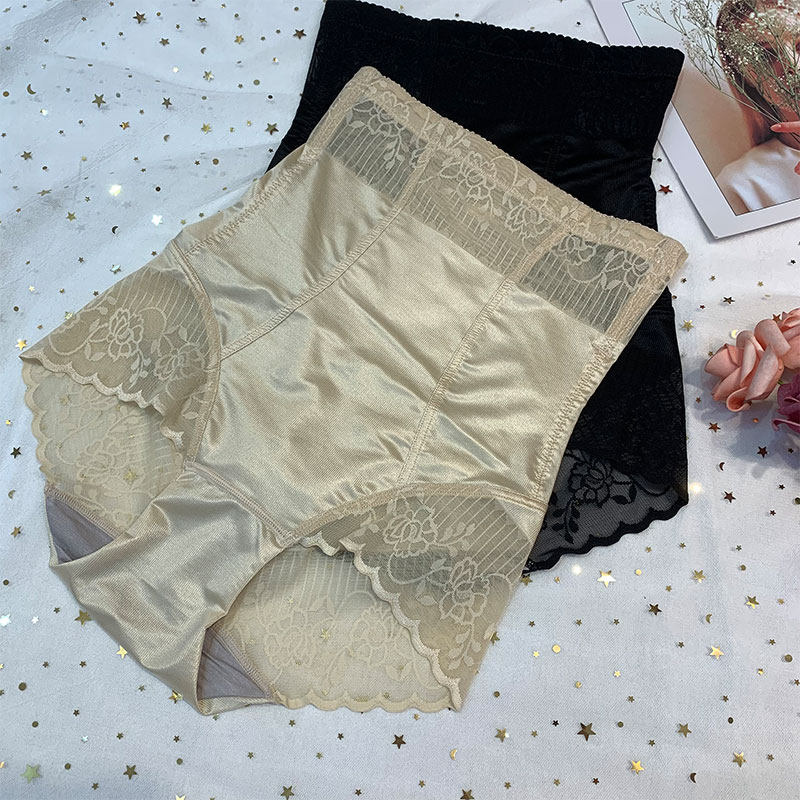 Body-shaped black closed belly tight body underpants lace side sexy anti-walking light safety pants high waist lifting hip and beauty body shorts summer