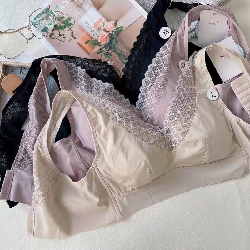 Huizhixin 8801 new latex underwear seamless lace edge gathering without steel ring on the collection of auxiliary milk sleep bra