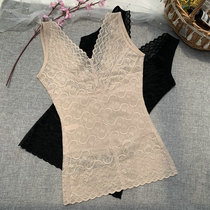 2022 spring and summer shape-jacket V collar Sexy bundle waist collection lace splicing beauty body thin and bottom vest woman with no marks