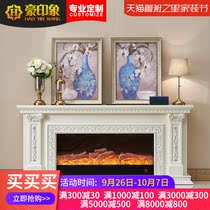 European stove decoration cabinet living room simulation fire heating fireplace household heater TV cabinet solid wood fireplace