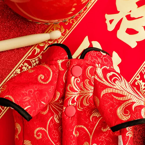 Puppy Dog Tangfu Новая год плюшевая одежда падает и зимний бар бар бар бар барь