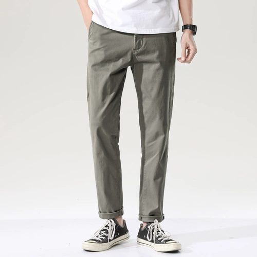 Осенние повседневные брюки, трендовые мужские штаны, свободный прямой крой