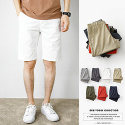 White Casual Shorts for Men, Summer Wear, Loose Fit, Pure Cotton, Men's Style, Korean Version, Trendy Sports Shorts, Men's Five-Point Shorts