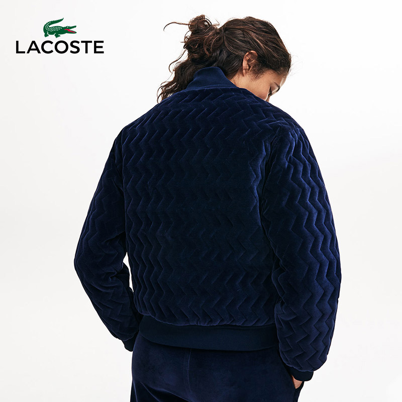 限尺码 LACOSTE 法国鳄鱼 19年冬季新款 女式时尚丝绒短款棉服外套 BF9010 2.8折.38起 海淘转运到手约￥624