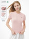 Lacoste French Crocodile Women's Clothing 25 Spring and Summer New Fashion Cable Knit Short-Sleeved Pullover Pure Cotton Sweater | Af7214