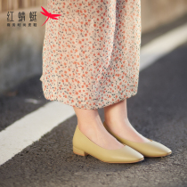 Mall counter the same red dragonfly summer new sheepskin single shoes elegant workplace OL square head flat heel womens shoes