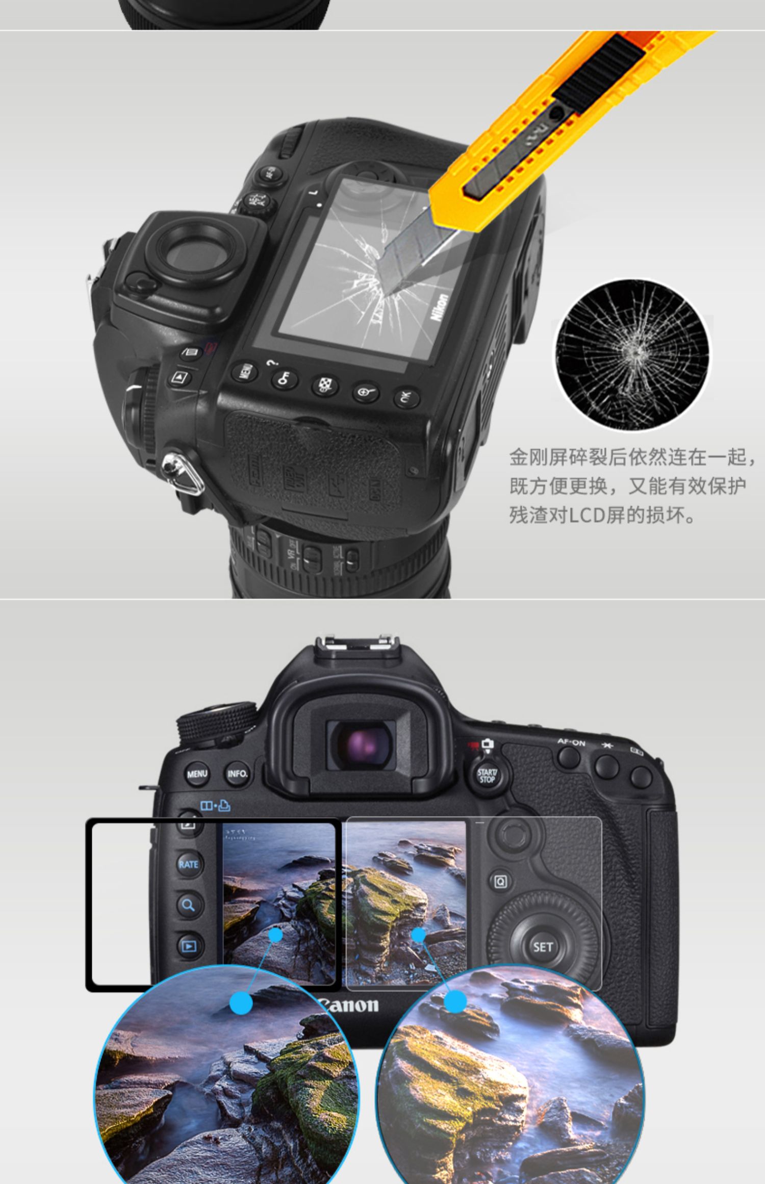 GGS Gold Steel Bốn thế hệ Canon EOS M6 / M100 / RP Canon EOS M5 / EOS R Màn hình thép vàng Máy ảnh DSLR Màn hình bảo vệ kính bằng thép lá vàng - Phụ kiện máy ảnh kỹ thuật số túi đựng lens máy ảnh