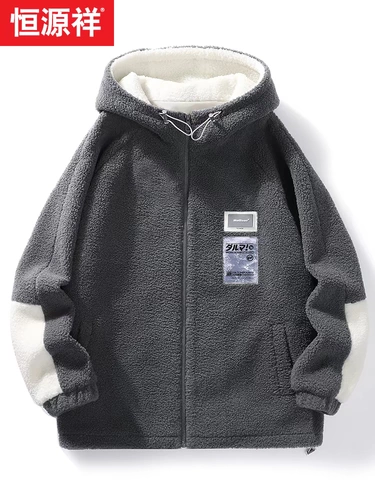 恒源祥 Бархатная демисезонная утепленная куртка, утепленная толстовка с капюшоном, свободный крой