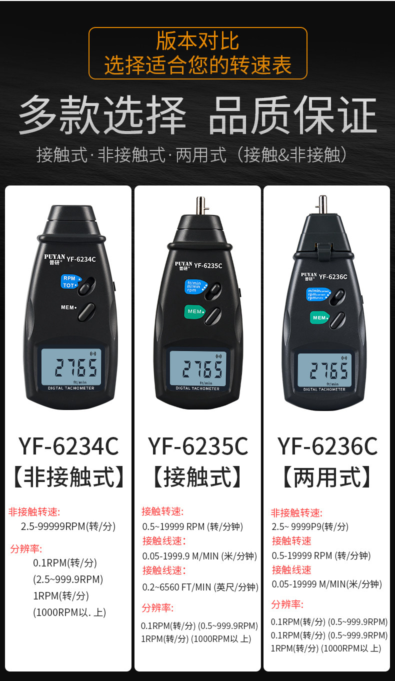 Pyan Laser Tachometer Non-contact Tachometer Motor Tachometer Stroboscope Handheld Measuring Instrument
