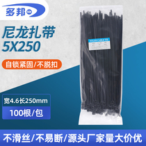 Dobang GB Black 5*250 100 root width 4 6mm self-locking nylon cable tie neutral packaging