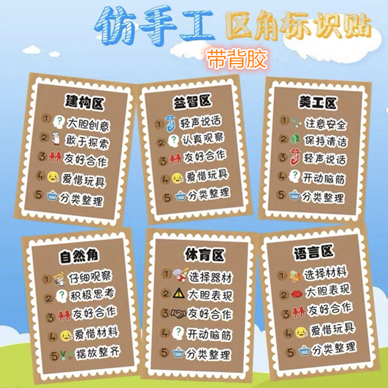 Kindergarten Wall Wall Decoration Regional Cards Rules In area Material area Beauty area Adhesive Kraft Paper Construction Area