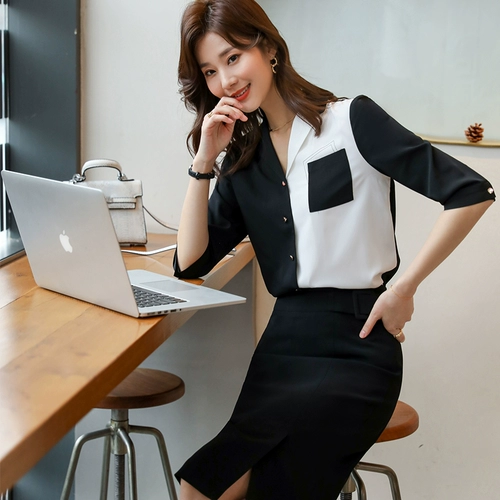Осенняя рубашка, модный комплект, форма для работы, в корейском стиле, изысканный стиль