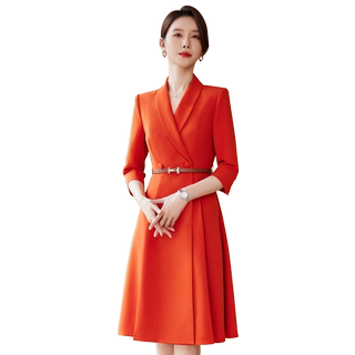 J-ME西装连衣裙女春秋新款气质女神范收腰显瘦西装裙子主持人礼服