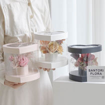 Acrylic box Transparent flower box Birthday gift box Portable heart-shaped flower box Tanabata flowers hug bucket gift box