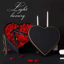 Fruit flower packaging gift box rose flower box black silk satin heart Round 99 flower arrangement material empty box
