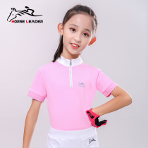 Summer children equestrian short-sleeved quick-dry horseback riding T-shirt competition clothing childrens equestrian competition shirt polo shirt Women