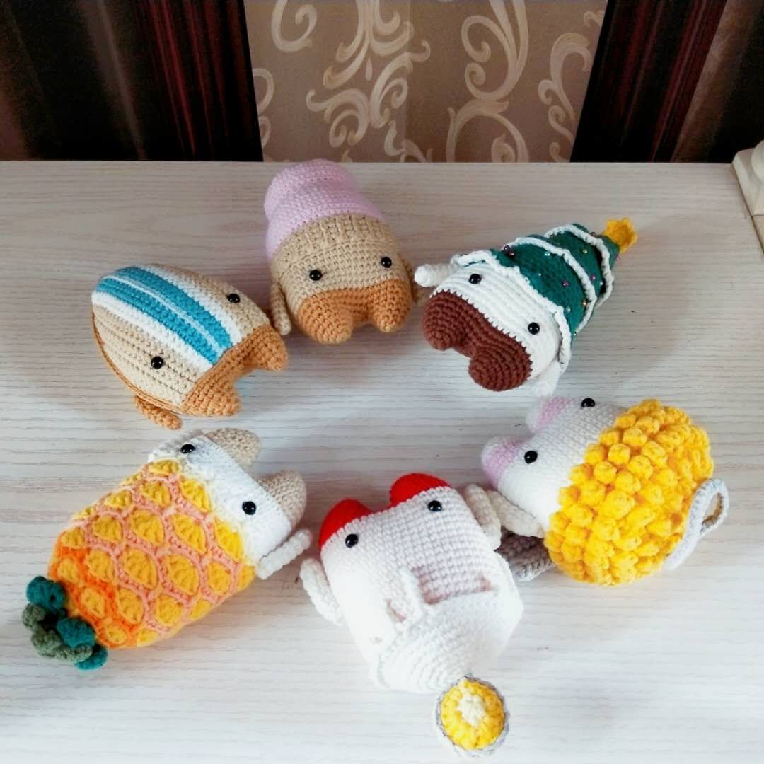 Mango Family Diy Pure Hand Crochet Hook Knit Mini Lara Christmas Series Summer Series Wool Doll Finished Product